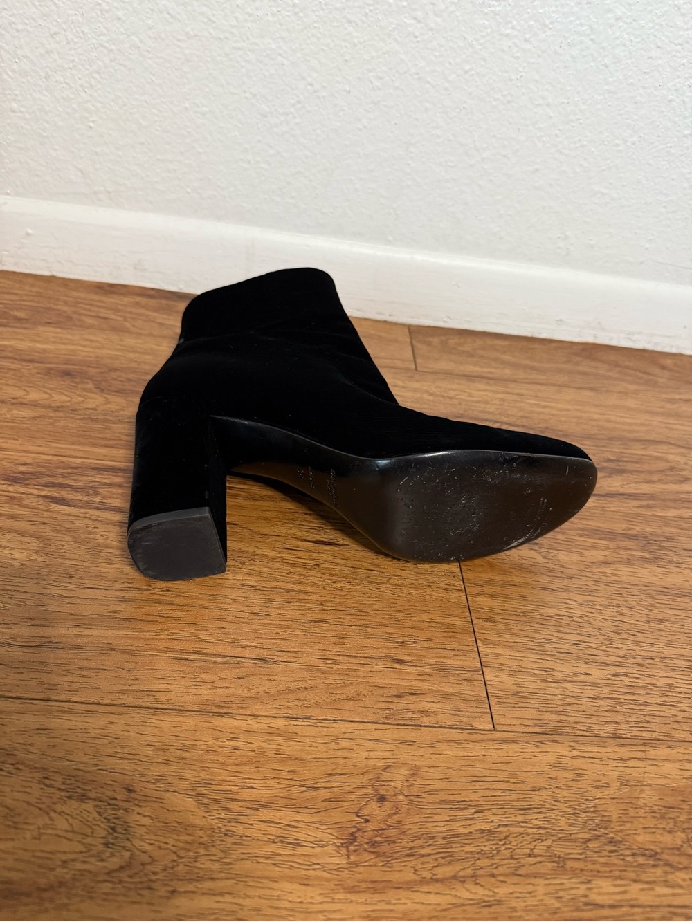 YSL Saint Laurent Velvet Ankle Boots Black Block Heel Booties EU 38 US 8 - Picture 8 of 10
